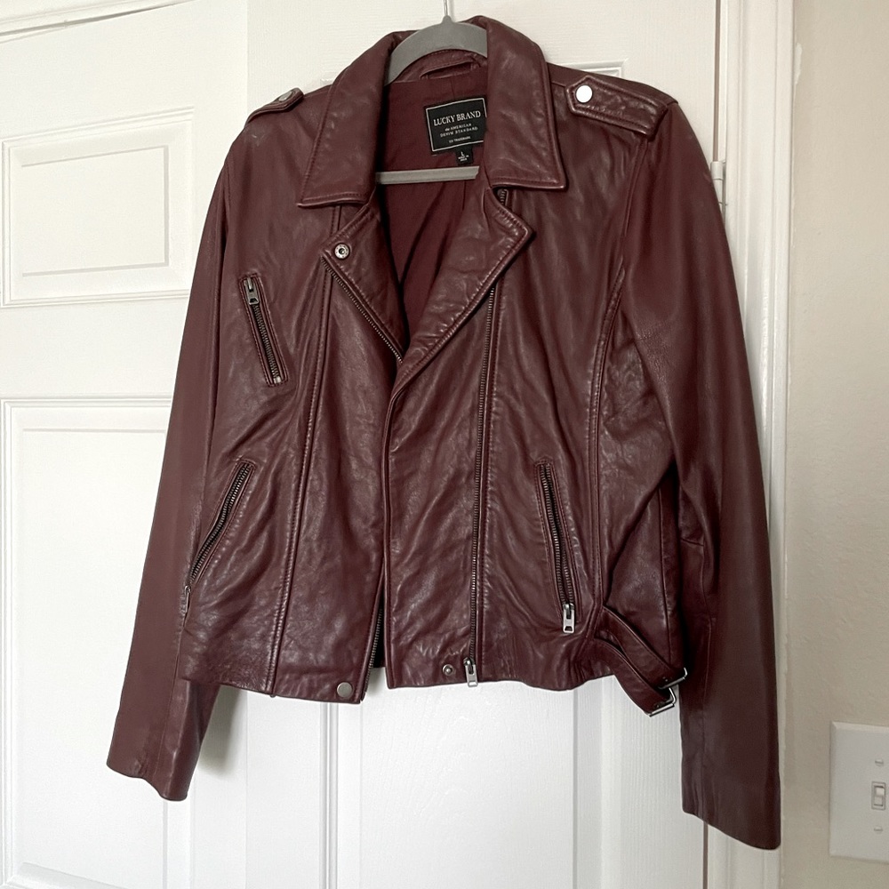 Burgundy Moto leather Jacket